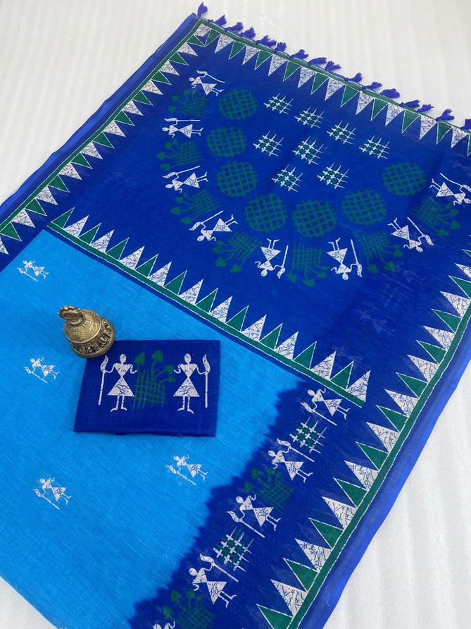 MG 423 Plain Linen Digital Printed Sarees Wholesale Clothing Suppliers In India